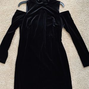 Calvin Klein Black velvet cold shoulder dress, like new, only worn Once!